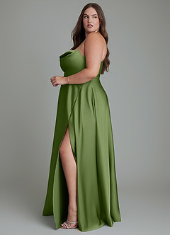 Azazie Elle Bridesmaid Dresses Juniper A-Line Pleated Stretch Satin Dress image13