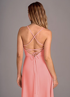Azazie Mei Bridesmaid Dresses Coral A-Line Chiffon Dress image2