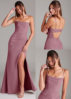 Azazie Leonis Bridesmaid Dresses Vintage Mauve Sheath Strapless Chiffon Convertible Dress image9