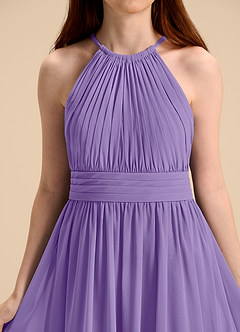 Azazie Malone Junior Vestido de Tahití de Gasa de Corte en A con Plisado image8