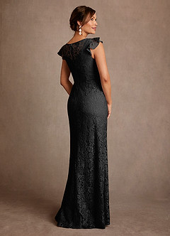 Azazie Carlsbad Mother of the Bride Dresses Black A-Line Pleated Lace Dress image2