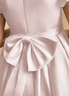 Azazie Pearl Flower Girl Dresses Rose Petal Ball-Gown Pleated Matte Satin Dress image8