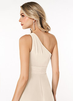 Azazie Dallas Bridesmaid Dresses White Alabaster A-Line One Shoulder Chiffon Dress image5