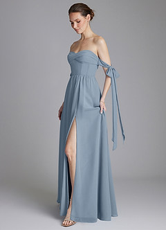 Azazie Ayanna Bridesmaid Dresses Dusty Blue A-Line Off the Shoulder Chiffon Dress image7