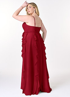 Azazie Peyton Bridesmaid Dresses Scarlet A-Line Ruched Chiffon Dress image10