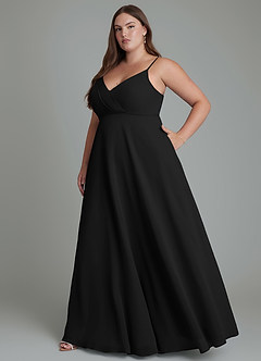 Azazie Amani Bridesmaid Dresses Black A-Line Pleated Chiffon Dress image10