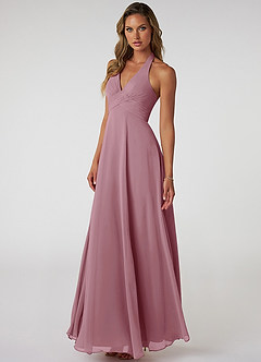 Azazie Tessie Bridesmaid Dresses Vintage Mauve A-Line V-Neck Pleated Chiffon Dress image3