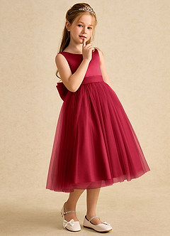 Azazie Winnie Vestidos de florista Vestir Escarlate de Tule de Vestido de baile com Arco image6