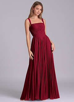 Azazie Mina Brautjungfernkleider A-Linie Plissee Chiffon Kleid Burgunderrot image5