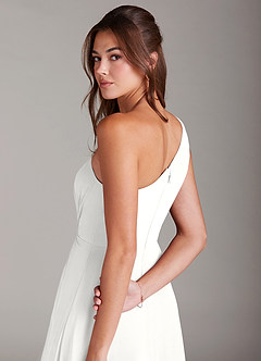 Azazie Brooke Bridesmaid Dresses White A-Line One Shoulder Chiffon Dress image6