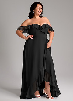 Azazie Lyra Bridesmaid Dresses Black A-Line Chiffon Convertible Dress image14