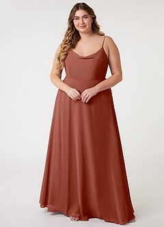 Azazie Daenerys Bridesmaid Dresses Auburn A-Line Cowl Chiffon Dress image8