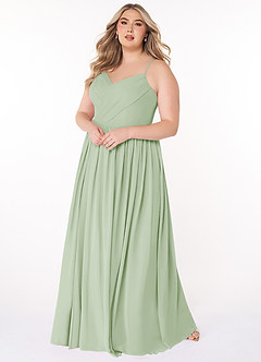 Azazie Cora Bridesmaid Dresses Dusty Sage A-Line Pleated Chiffon Dress image8