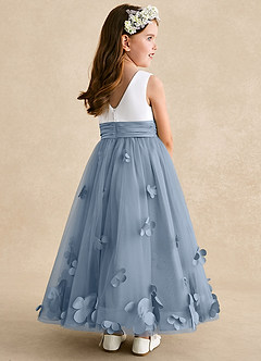 Azazie Vi Blumenmädchenkleider A-Linie ärmellos Tüll Kleid Staubblau image4
