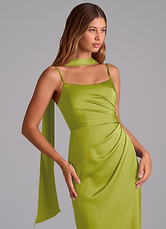 Azazie Calandra Suknie dla druhen Linia A Pofałdowany Satyna elastyczna Do ziemi Sukienka image5