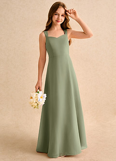 Azazie Makani Girls Formal Flower Girl Dresses Pistachio A-Line Sweetheart Neckline Chiffon Dress image4