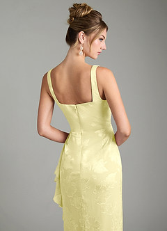 Azazie Veronica Bridesmaid Dresses Lemon Sorbet Mermaid Pleated Floral Jacquard Burnout Dress image6