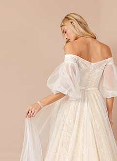 Azazie Vendela Wedding Dresses Ball-Gown Sequins Tulle Chapel Train Dress image6