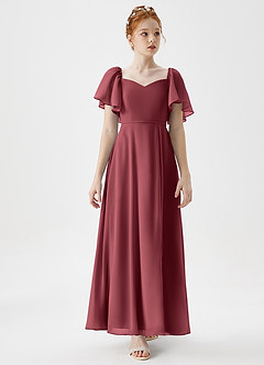 Azazie Chloe Junior Merlot A-Line Sweetheart Neckline Chiffon Dress image5