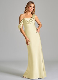 Azazie Celina Final Sale Espresso Sheath One Shoulder Stretch Satin Dress image1