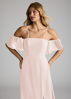 Azazie Sue Bridesmaid Dresses Rose Petal A-Line Off the Shoulder Chiffon Convertible Dress image2