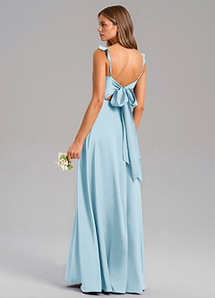 Azazie Everett Bridesmaid Dresses Sky Blue A-Line Stretch Satin Dress image6