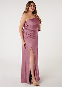 Azazie Eren Bridesmaid Dresses Vintage Mauve Mermaid One Shoulder Stretch Satin Dress image8