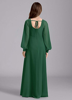 Azazie Bondi Junior Abito A-Line in Chiffon Blusa Verde Scuro image2