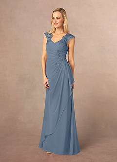 Azazie Gladys Mother of the Bride Dresses Twilight A-Line Queen Anne Lace Chiffon Dress image3