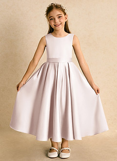 Azazie Junebuj Flower Girl Dresses Rose Petal Ball-Gown Pleated Matte Satin Dress image4