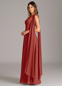 Azazie Tella Bridesmaid Dresses Terracotta A-Line One Shoulder Chiffon Dress image5