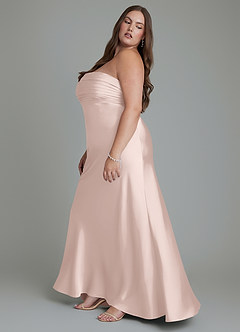 Azazie Saylor Jurken voor bruidsmeisjes Jurk van Stretch Satijn met Zeemeermin Strapless Blozend Roze image13