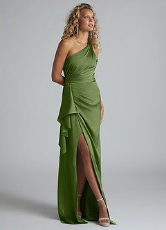Azazie Maive Robes de demoiselle d'honneur Robe Fourreau en Satin extensible Rayé Genévrier image2