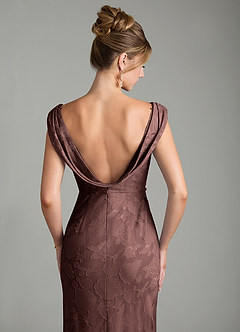 Azazie Kieryn Brautjungfernkleider Meerjungfrau-Linie Plissee Blumen-Burnout Kleid Espresso image2