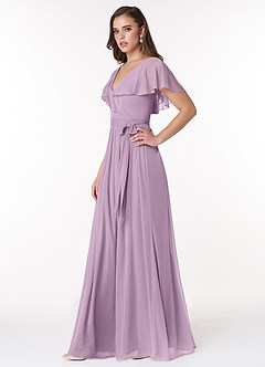 Azazie Jael Bridesmaid Dresses Wisteria A-Line V-Neck Mesh Dress image3