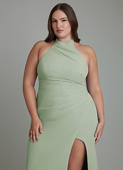 Azazie Jemma Brautjungfernkleider Etui Plissee Chiffon Kleid Staubiger Salbeigrün image13