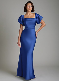 Azazie Lea Bridesmaid Dresses Royal Blue Mermaid Off the Shoulder Stretch Satin Convertible Dress image1