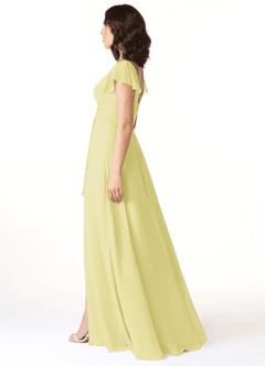 Azazie Omari Bridesmaid Dresses Lemon Sorbet A-Line Chiffon Dress image3