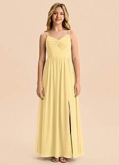 Azazie Zeya Junior Butter A-Line Chiffon Dress image6