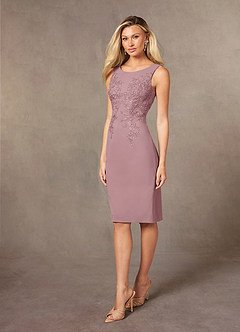 Azazie Ryne Mother of the Bride Dresses Dusty Rose Sheath Lace Dress image4