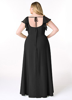 Azazie Bondi Bridesmaid Dresses Black A-Line Ruffled Chiffon Dress image8