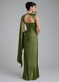 Azazie Taj Bridesmaid Dresses Olive Mermaid Corset Stretch Satin Dress image7