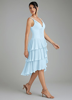 Azazie Rosa Bridesmaid Dresses Sky Blue A-Line Pleated Chiffon Dress image7