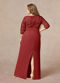 Azazie Joan vestidos de madre de la novia Vestido de Óxido de Gasa de Corte Recto con Cuello en V de encaje image7