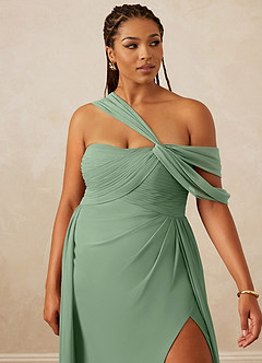 Christian Siriano Bridal for Azazie 1014 Bridesmaid Dresses Matcha A-Line Off the Shoulder Chiffon Dress image15