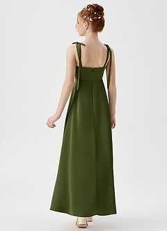 Azazie Rosey Junior A라인 스윗하트 네크라인 스트레치 새틴 플로어 길이 주니어 신부 들러리 드레스 image6