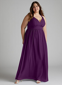 Azazie Ashia Bridesmaid Dresses Grape A-Line Pleated Chiffon Dress image9