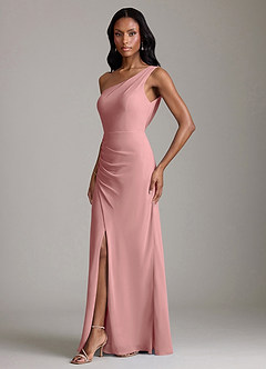 Azazie Madelyn Bridesmaid Dresses Dusty Rose Mermaid One Shoulder Chiffon Convertible Dress image6