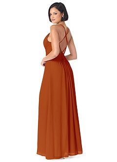 Azazie Farren Bridesmaid Dresses Paprika A-Line Pleated Chiffon Convertible Dress image5