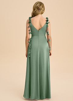 Azazie Gumdrop Junior Matcha Empire Pleated Stretch Satin Dress image7